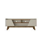 Manhattan Comfort Marcus 62.99" Mid-Century Modern TV Stand - Off White and Nature-Mid-Century Modern Free Standing TV Stand for Living Room and Bedroom use