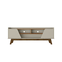 Manhattan Comfort Marcus 62.99" Mid-Century Modern TV Stand - Off White and Nature-Mid-Century Modern Free Standing TV Stand for Living Room and Bedroom use
