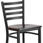 Flash Furniture - Tabouret de restaurant de la série HERCULES en métal noir avec dossier échelle - siège en bois de noyer-Cadre en acier de calibre 18