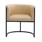 Manhattan Comfort - Chaise de salle à manger Cosmopolitan 24 po style milieu du siècle, revêtement en similicuir, coloris beige et noir-Dessin semi-circulaire ouvert avec finition dossier serré