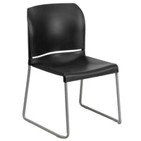 Flash Furniture HERCULES Series Black Full Back Contoured Stack Chair with Sled Base-Multipurpose Stack Chair