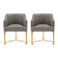Manhattan Comfort - Lot de 2 fauteuils de salle à manger modernes Raya 25,2 po en similicuir taupe-Chaise de salle à manger moderne pour salle à manger et usage de chaise de travail