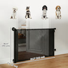 PawHut - Barrière pour chien rétractable, s’étend jusqu’à 55 po de large, barrière pour animaux en maille-La fixation à vis offre une grande stabilité 

