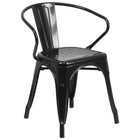Flash Furniture Black Metal Indoor-Outdoor Chair with Arms-Stackable Bistro Style Chair