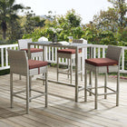 Modway - Conduit Terrasse extérieure Rotin en osier Tabouret de bar - Cassise gris clair - Ensemble de 4-Cadre en aluminium revêtu en poudre