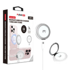 MyBat DockIt 360° Magnetic Wireless Charger + Ring Grip Stand - White-360° Rotating Ring Grip - Functions as both a kickstand and a secure, anti-slip phone grip