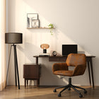 Homy Casa - Chaise de bureau pivotante avec roulettes, Tissu en suède brun-Hauteur réglable pour un confort personnalisé