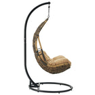 Modway Abate Wicker Rattan Outdoor Patio Swing Chair - Black Mocha-UV-Resistant