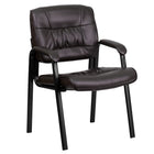Flash Furniture – Chaise de réception/d’invité en cuir avec une structure finie noire, brun-Style contemporain