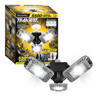 Bell+Howell TriBurst Colour Select LED Shop Light - 5500 Lumen-Triburst Color Select: Light up your homes and garages with the Triburst LED light by Bell and Howell - This super bright, 5500 Lumen, energy efficient, color changing, 3 panel light Is screwable into any light bulb socket, making installation effortless while saving tons of money on contractors and electricity bills. Simply take the Triburst out of the box, cut the electricity, and screw it in.
