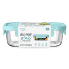 Bentgo Glass Leak-Proof Glass Food Storage - 1041 mL - Soft Aqua-Keep food fresh and organized in the fridge with this versatile non-porous glass container