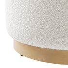 Modway Tilden 16" Round Sherpa Upholstered Ottoman - Ivory/Natural-7