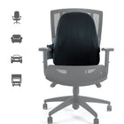 ObusForme CustomAIR Backrest with Adjustable Lumbar-Lumbar cushion also adjusts vertically for a full range of support from the thoracic to the lumbar regions