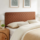 Modway Sparta Weave Vegan Leather Queen Headboard - Walnut Brown-Wood Frame
