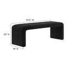 Modway Simba Boucle Fabric Waterfall Long Bench - Black-Nubby Texture