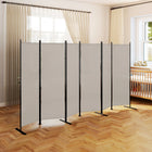 HOMCOM 6 Panel Freestanding Room Divider for Home Office - Beige-Simply assembly required