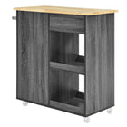 Modway Culinary Kitchen Cart With Towel Bar - Charcoal Natural-Metal Towel Bar