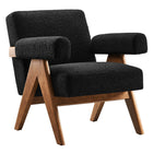 Modway Lyra Boucle Fabric Armchair - Black-Ergonomic Design for Comfort