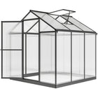 Outsunny - Serre en polycarbonate 6 pi x 8 pi x 6,4 pi, gris charbon- Le cadre en alliage d'aluminium avec revêtement en poudre offre un support durable  
