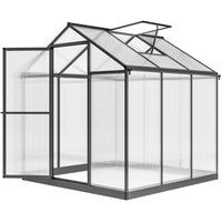 Outsunny - Serre en polycarbonate 6 pi x 8 pi x 6,4 pi, gris charbon- Le cadre en alliage d'aluminium avec revêtement en poudre offre un support durable  
