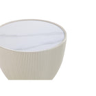 Manhattan Comfort Anderson 18.43" Modern Leatherette Upholstered End Table - Cream - Set of 2-Features Modern Round Gold Base