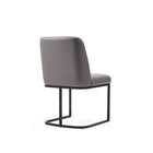 Manhattan Comfort - Lot de 2 chaises de salle à manger modernes Serena 23,62 po en similicuir gris-Chaise flottante avec base en métal demi-cercle noire