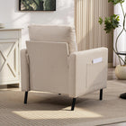 HOMCOM - Fauteuil d’appoint moderne avec pieds en métal - poches latérales - coussin épais pour chambre - beige-Dimensions du siège : 22 po l x 19,7 po p x 18,5 po H (56 x 50 x 47 cm) 

