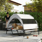 PawHut  Portable Raised Pet Cot with Removable Canopy and Storage Bag - Grey-Includes storage bag for easy transportation 