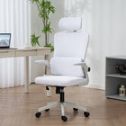 Vinsetto High Back Office Chair with Rotatable Headrest, Lumbar Back Support - Cream White-The mesh fabric is breathable and soft