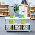 Beleduc Furniture - Palermo Top Open Back 5-Cube 2-Layer Classroom Wooden Shelf - Natural Grain-Suitable for use with castors