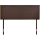 Modway Region Nailhead Upholstered Queen Headboard - Dark Brown-Elegant, expansive design