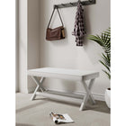Manhattan Comfort - Abigail banc ottoman tapissé en velours style milieu du siècle 42,12" - crème-Cadre en bois massif pour plus de durabilité et de fonctionnalité