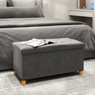 HOMCOM - Repose-pieds ottoman pliable rembourré en velours - gris-Couleur : Gris 