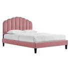 Modway Daisy Performance Velvet Twin Platform Bed - Dusty Rose-Vintage Modern Twin Bed