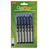 Staples OptiFlow Needle-Tip Rollerball Pens - 0.5mm - Blue - 6 Pack-Easy-flowing ink offers extra-smooth writing