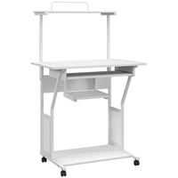 HOMCOM 31.5" Computer Desk - White-Top shelf with guardrail secures knick-knacks and stationery