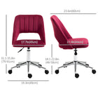 Vinsetto Armless Swivel Computer Desk Chair - Red-Breathable hollow-back design enhances airflow