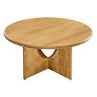Modway Rivian Round 34" Coffee Table - Oak-Round Coffee Table