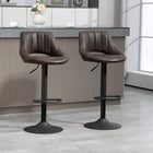 HOMCOM Adjustable Counter Height Swivel Bar Stools - Brown - 2 Pack-PU leather upholstery and curved backrest provide optimal comfort
