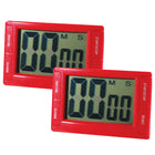 Ashley Productions Big Red Digital Timer 3.75" x 2.5" with Magnetic Backing and Stand - 2 Pack-99 minute, 59 second up/ down, w/alarm