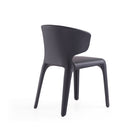 Manhattan Comfort Conrad 20.47" Mid-Century Modern Faux Leather Upholstered Dining Chairs - Black - Set of 2-Seat Height: 17.3"