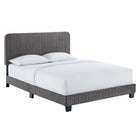 Modway Celine Channel Tufted Performance Velvet Twin Platform Bed - Grey-Channel Tufted Headboard