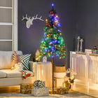 HOMCOM 6' Pre-Lit Slim Pencil Artificial Snow Christmas Tree - Green-Pencil shape ideal for smaller spaces 