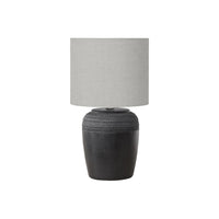 Monarch Specialties 17" H Contemporary Table Lamp - Black Ceramic / Grey Shade-This 17"h table lamp features a stylish, textured black ceramic base paired with a contemporary grey fabric shade, perfect for adding a fashionable touch to your living room, bedroom or home office decor