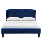 Modway Penelope Tufted Wingback Performance Velvet Queen Platform Bed - Navy-Queen Bed Weight Limit: 1100 lb
