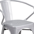 Flash Furniture – Chaise en acier avec bras pour l’intérieur et l’extérieur, argenté (CH31270SIL)-Appuis-bras intégrés