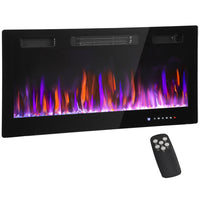 HOMCOM 36" Electric Wall Fireplace with Eco Mode - 1500 W-Ultra-slim design fits seamlessly into modern, space-limited homes