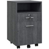Vinsetto 2-Drawer Letter/A4 Filing Cabinet with Lock - Grey-Great storage to make your office, study, or bedroom tidy

