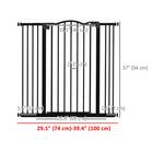 PawHut 29"-39" Pet Gate with Door Pressure Fit Dog Gate for Stairs - Black-Adjustable width between 29.1" (74 cm) and 39.4" (100 cm), fits different doorways and frames
