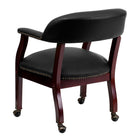 Flash Furniture – Fauteuil de conférence en cuir doux B-Z100-LF-0005-BK-LEA-GG, accoudoirs fixes, noir-Conception à dossier ouvert
